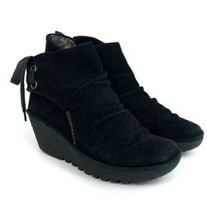 Fly London Yama Lace-Up Leather Ankle Boots Size 39